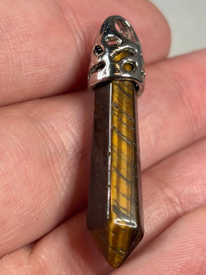 Edelstein Pendelanhänger Amethyst, Tigerauge, Lapislazuli – Glatte Kristall-Stifte mit kunstvoller Ornament-Fassung