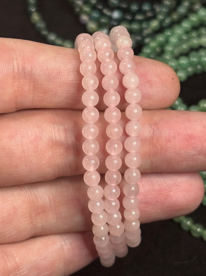 Elastisches Kugelarmband 4mm Perlen, Rosenquarz, Aventurin, Moosachat, Grünquarz