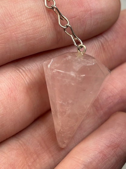 Pendel facettiert + Sterling Silber Kette, Amethyst Bergkristall Rosenquarz