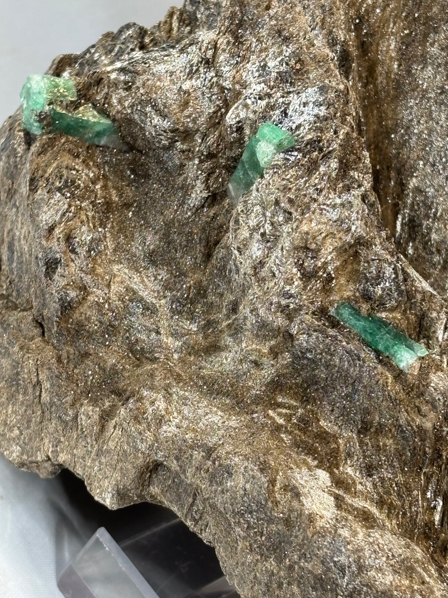 Smaragdkristalle auf Matrix, Habachtal EXTRA Qualität, Museumsstück Smaragd in Biotit Glimmer Matrix, Alpine Mineralien