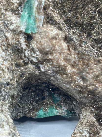 Smaragdkristalle auf Matrix, Habachtal EXTRA Qualität, Museumsstück Smaragd in Biotit Glimmer Matrix, Alpine Mineralien